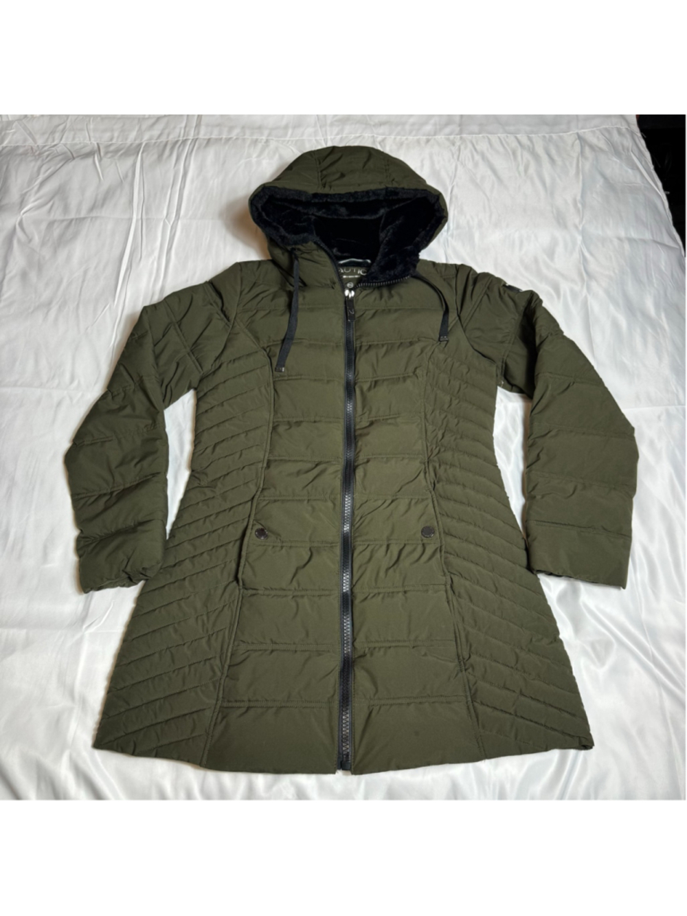 Women's Nautica Puffer Jacket Size S Olive Green Black